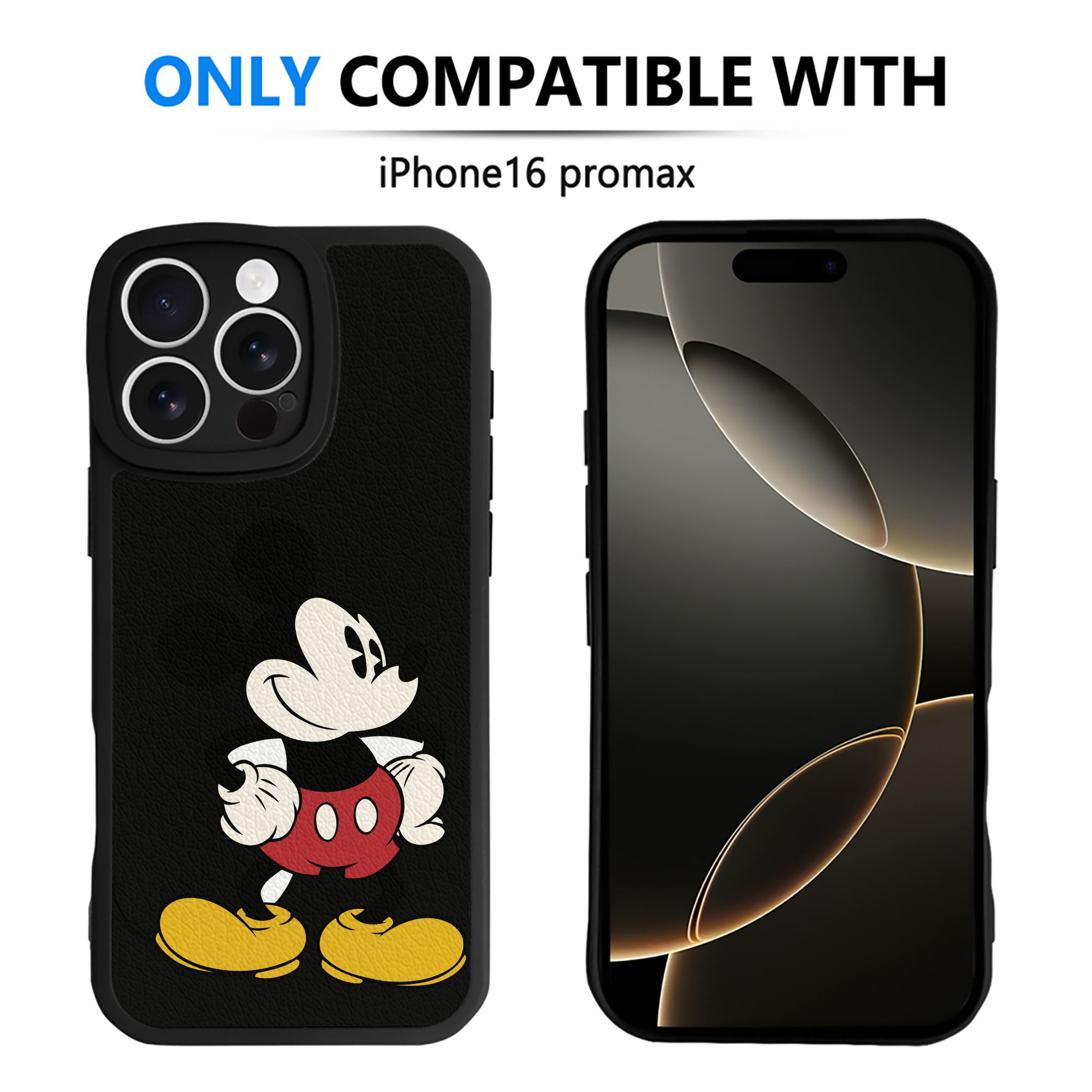 （画像用） ミッキーマウス Mickey Mouse 【iPhone 16シリーズ対応】シリコンスマホケース（レザー調） 材質：シリコン